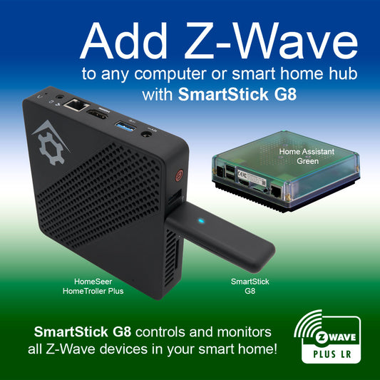Z-Wave USB Interface/Radio/Dongle (HomeSeer SmartStick G8), 800 Series Mesh & Long Range Z-Wave Technology, Compatible with HomeSeer, Home Assistant, OpenHAB