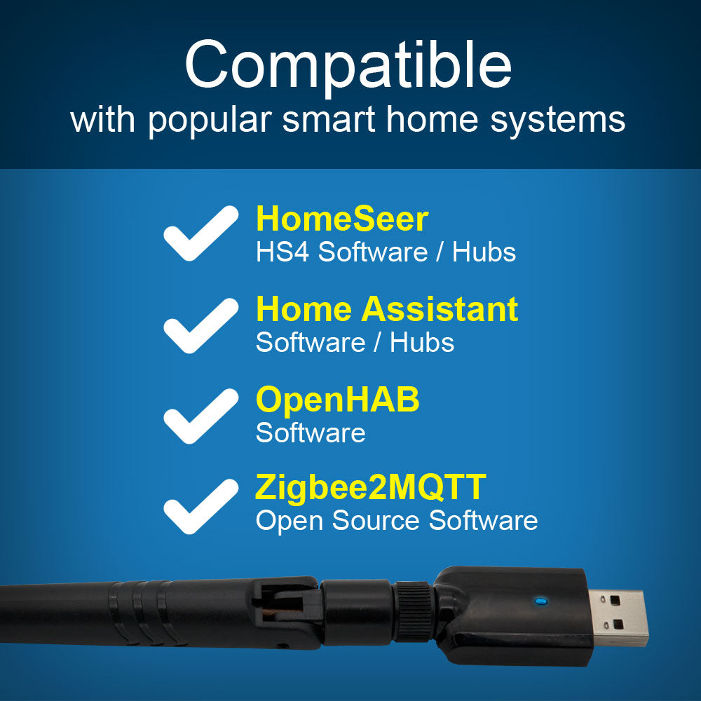 HomeSeer SmartStick ZB – Long Range Zigbee USB Dongle | ERF32MG21 Chipset | Compatible with HomeSeer, Home Assistant, OpenHAB, Zigbee2MQTT