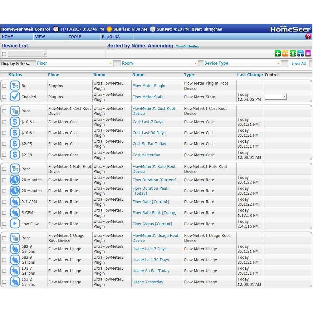 UltraJones UltraFlowMeter3 Software Plugin for HS3:HomeSeer Store
