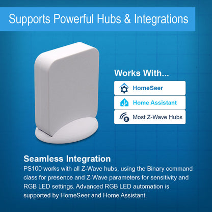 HomeSeer PS100 Z-Wave Presence Sensor, 800 Series Long Range Z-Wave Technology