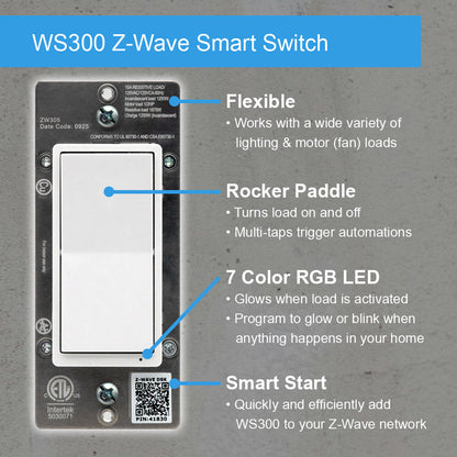 HomeSeer WS300 Z-Wave Long Range Scene-Capable RGB Smart Switch