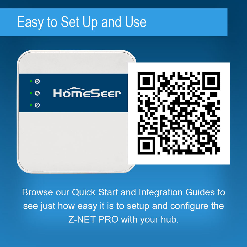 Network-Connected Z-Wave & Zigbee Interface (HomeSeer Z-NET PRO), Ethernet & WiFi, 800 Series Long Range Z-Wave | Zigbee 3.0 Technologies, Compatible with HomeSeer, Home Assistant