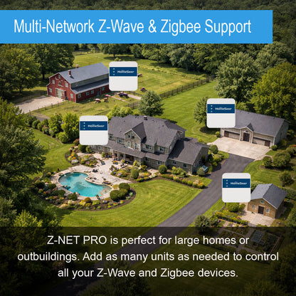 Network-Connected Z-Wave & Zigbee Interface (HomeSeer Z-NET PRO), Ethernet & WiFi, 800 Series Long Range Z-Wave | Zigbee 3.0 Technologies, Compatible with HomeSeer, Home Assistant