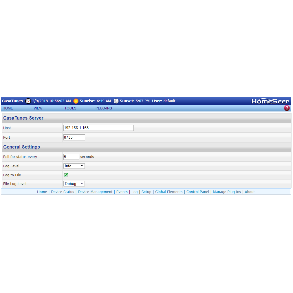 Spud CasaTunes Software Plugin for HS3:HomeSeer Store